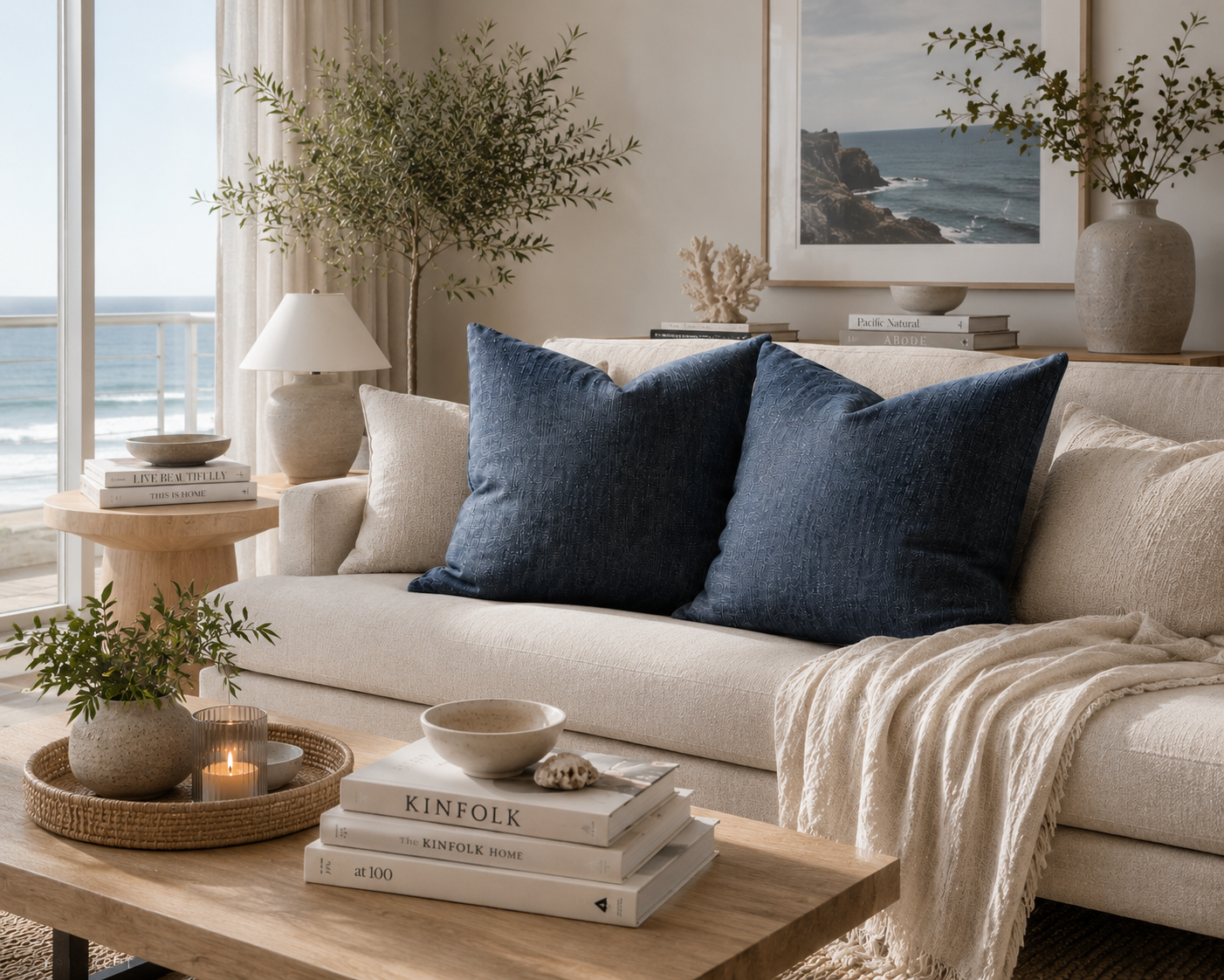 Denim Blue Cushion: Square Throw Pillow, Modern Home Decor (30cm)