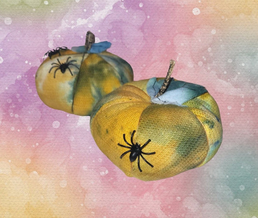 Handmade Halloween Fabric Pumpkins with Spiders: Spooky Season Decor