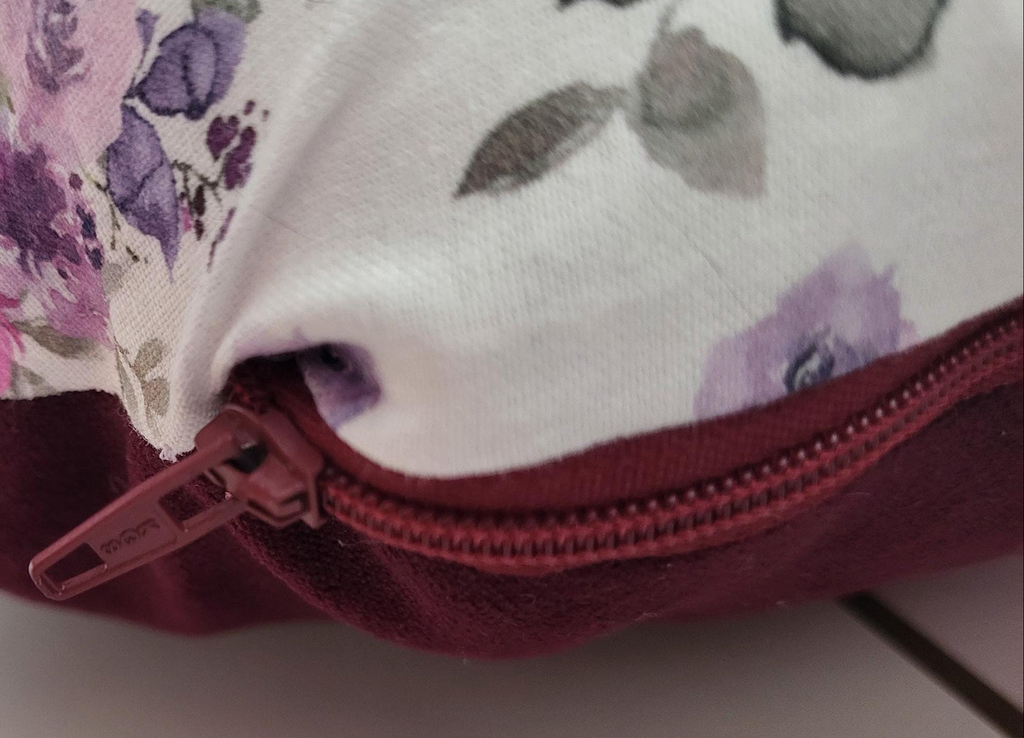 Highland Cow Cushion: Floral Print, Purple Velvet Back