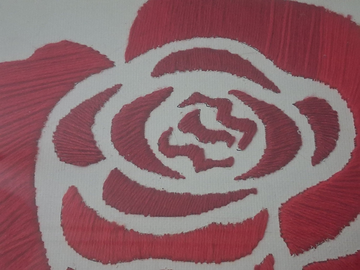 Handmade Red Rose Textile Wall Art - KJ Designs