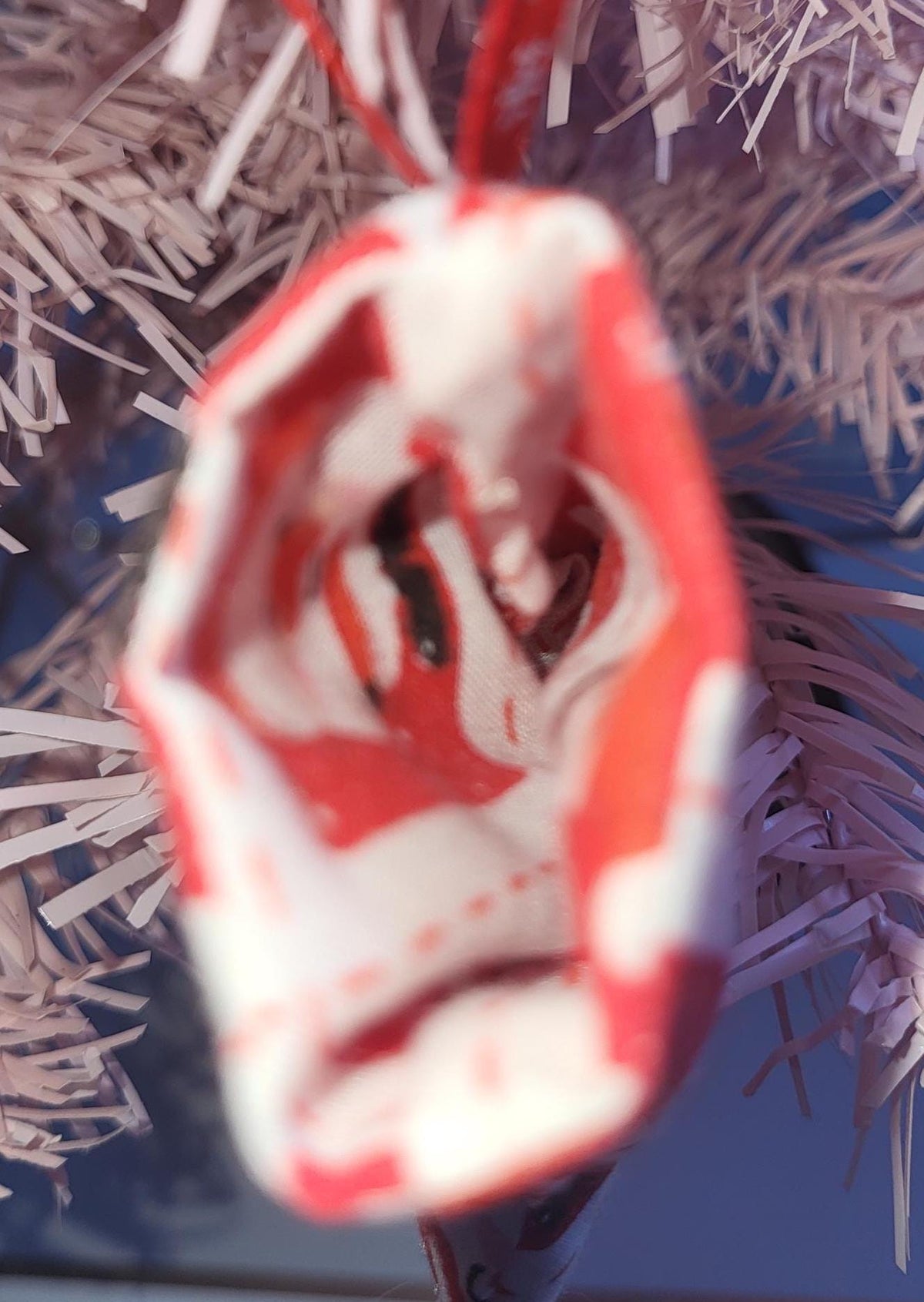 Handmade Santa Fabric Christmas Stocking Ornament - KJ Designs