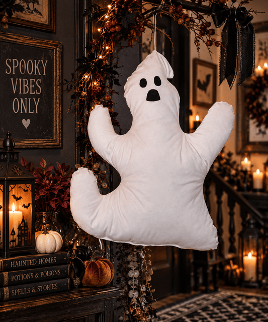 Hanging Ghost Pillow: Handmade Halloween Home Decor - KJ Designs