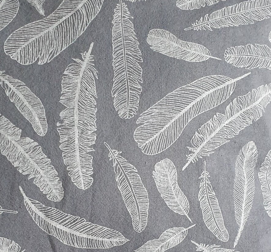 Feather Print Grey Cushion Cover: Hand-Dyed Minimalist Decor