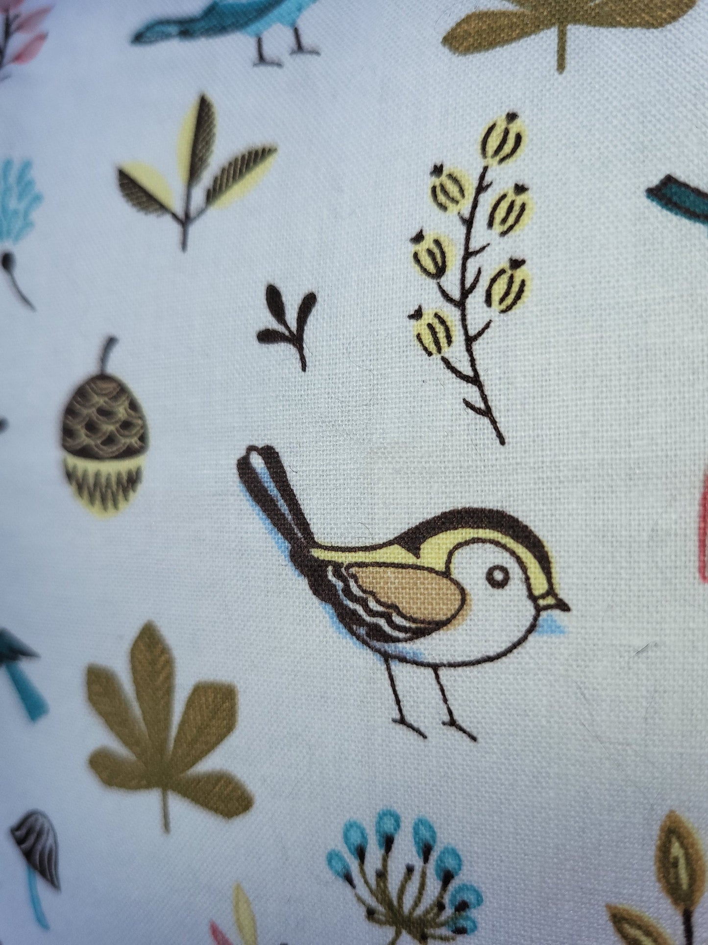 Yellow Floral Bird Print Cushion | Reversible Cottage Style Decor