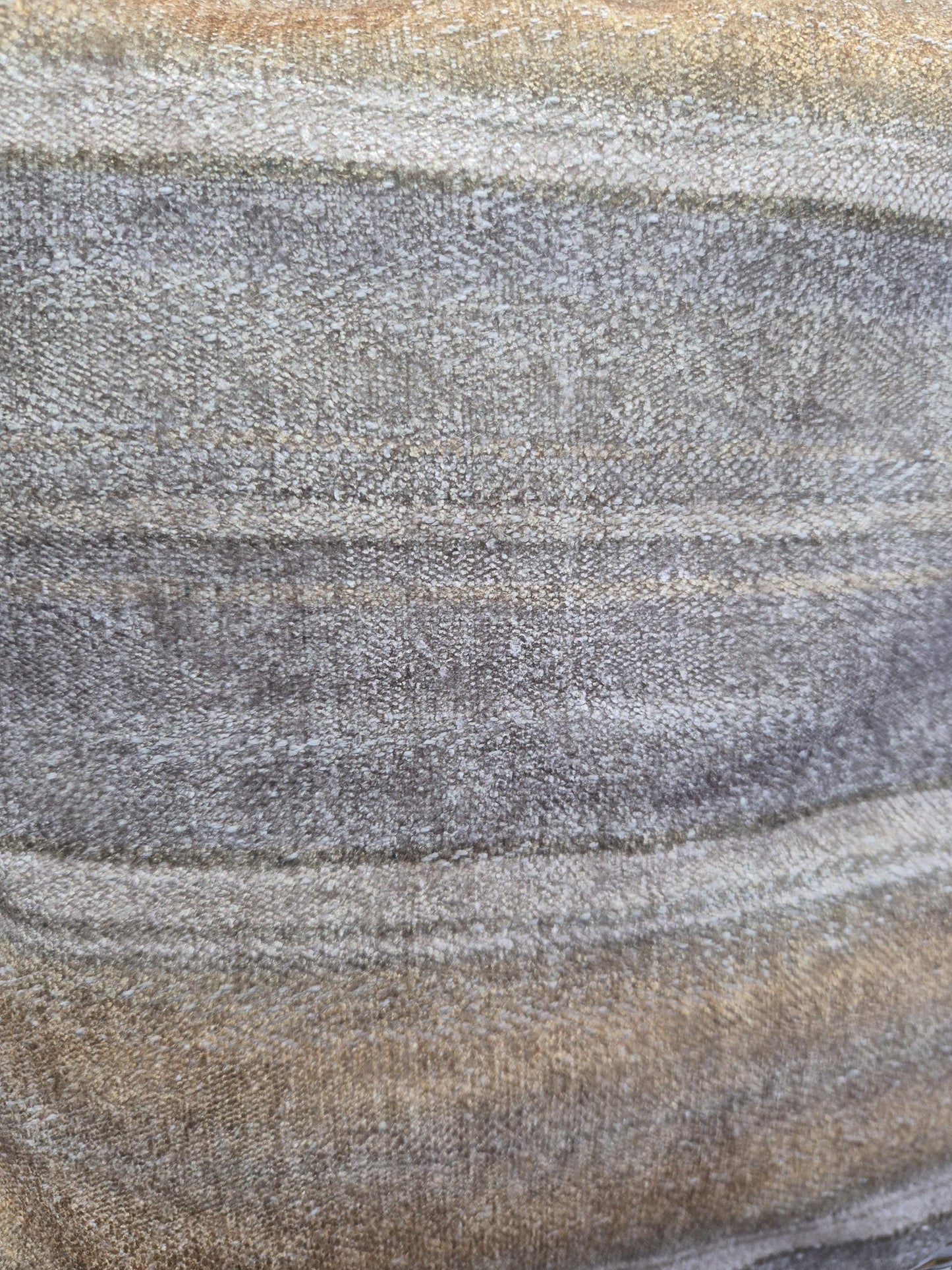 Neutral Stripe Cushion 40x40cm – Beige Taupe Textured Pillow with Ribbon Detail