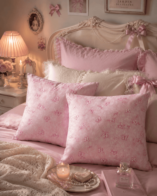 Pink Butterfly Cushions: Girl's Nursery Decor, Summer Accents (Set of 2) - KJ Designs