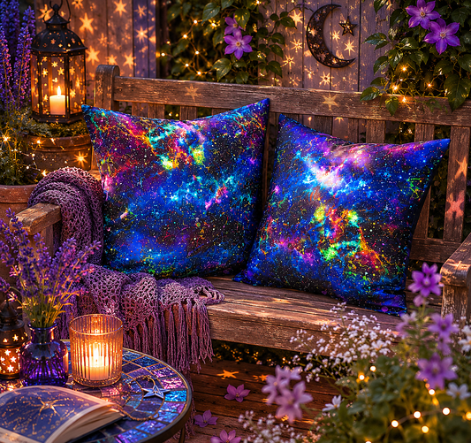 Water Resistant Galaxy Cushions: Outdoor Patio Decor (Pair) - KJ Designs