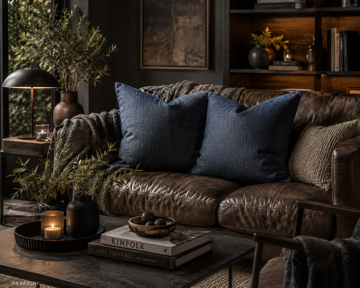 Denim Blue Cushion: Square Throw Pillow, Modern Home Decor (30cm)