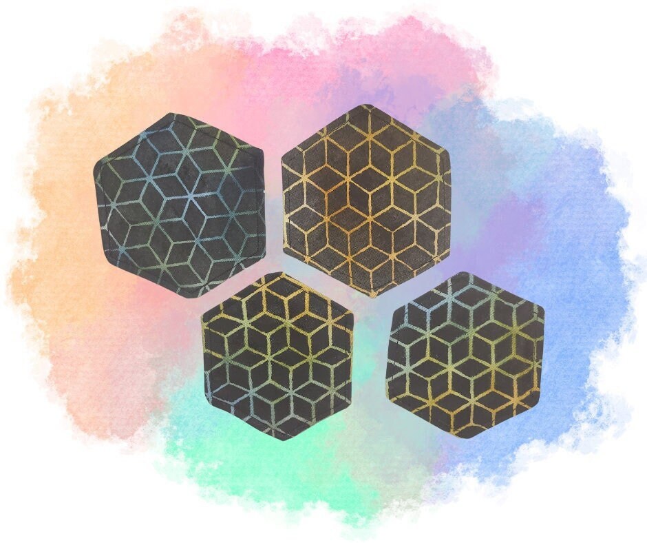 Geometric Coaster Set: Eco-Friendly Hexagonal Decor, Set of 4