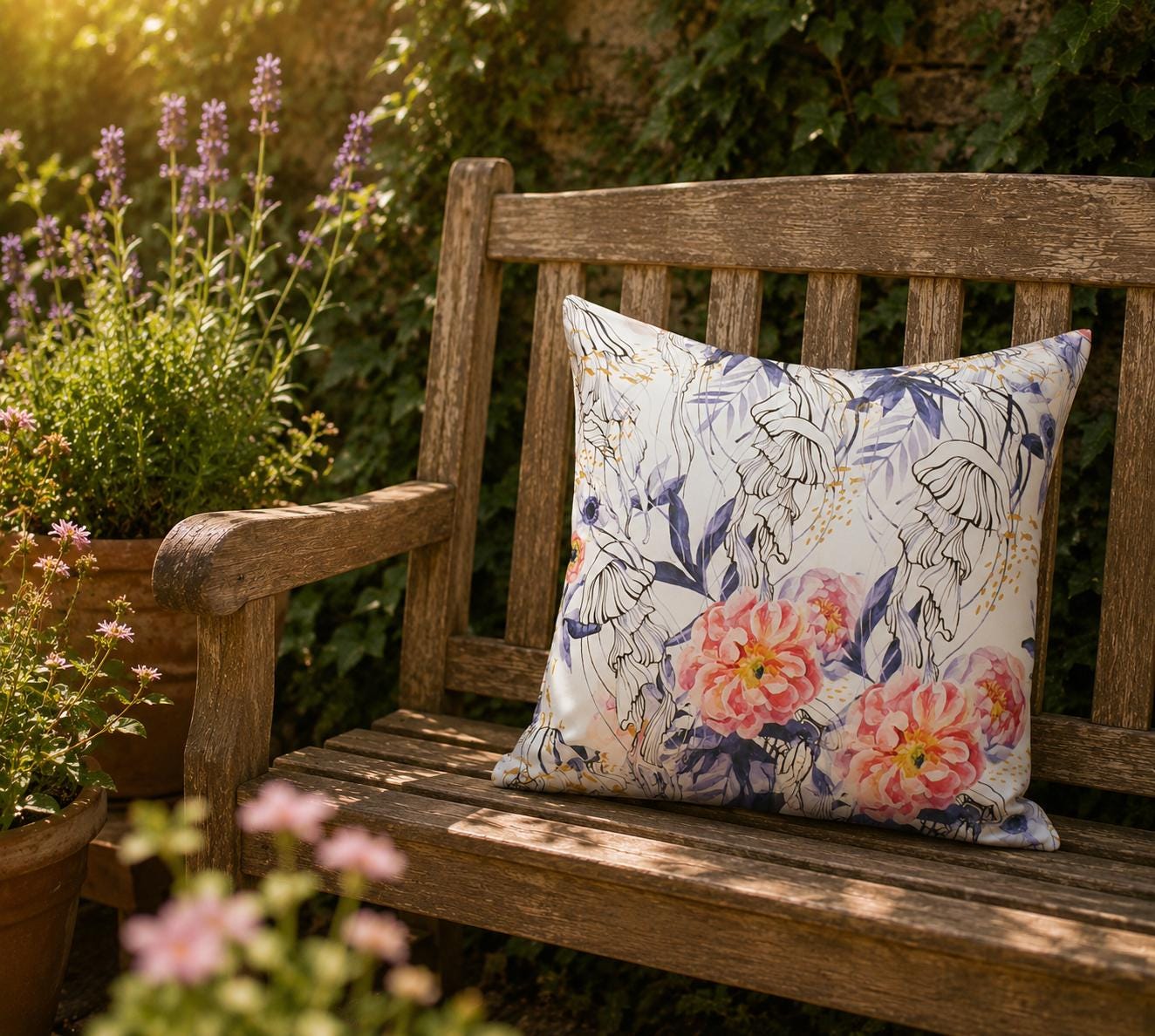 Water-Resistant Floral Garden Cushions: Outdoor Decor Set