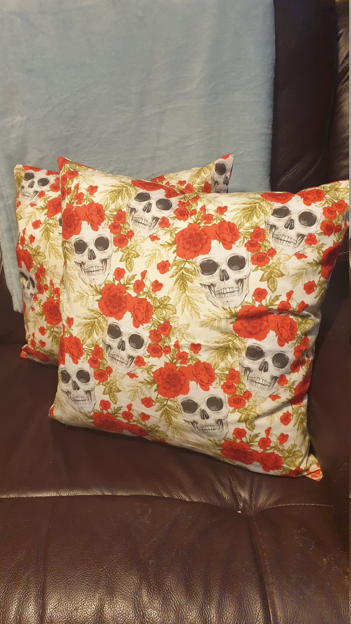 Skull and Roses Cushions: Alternative Halloween Home Decor