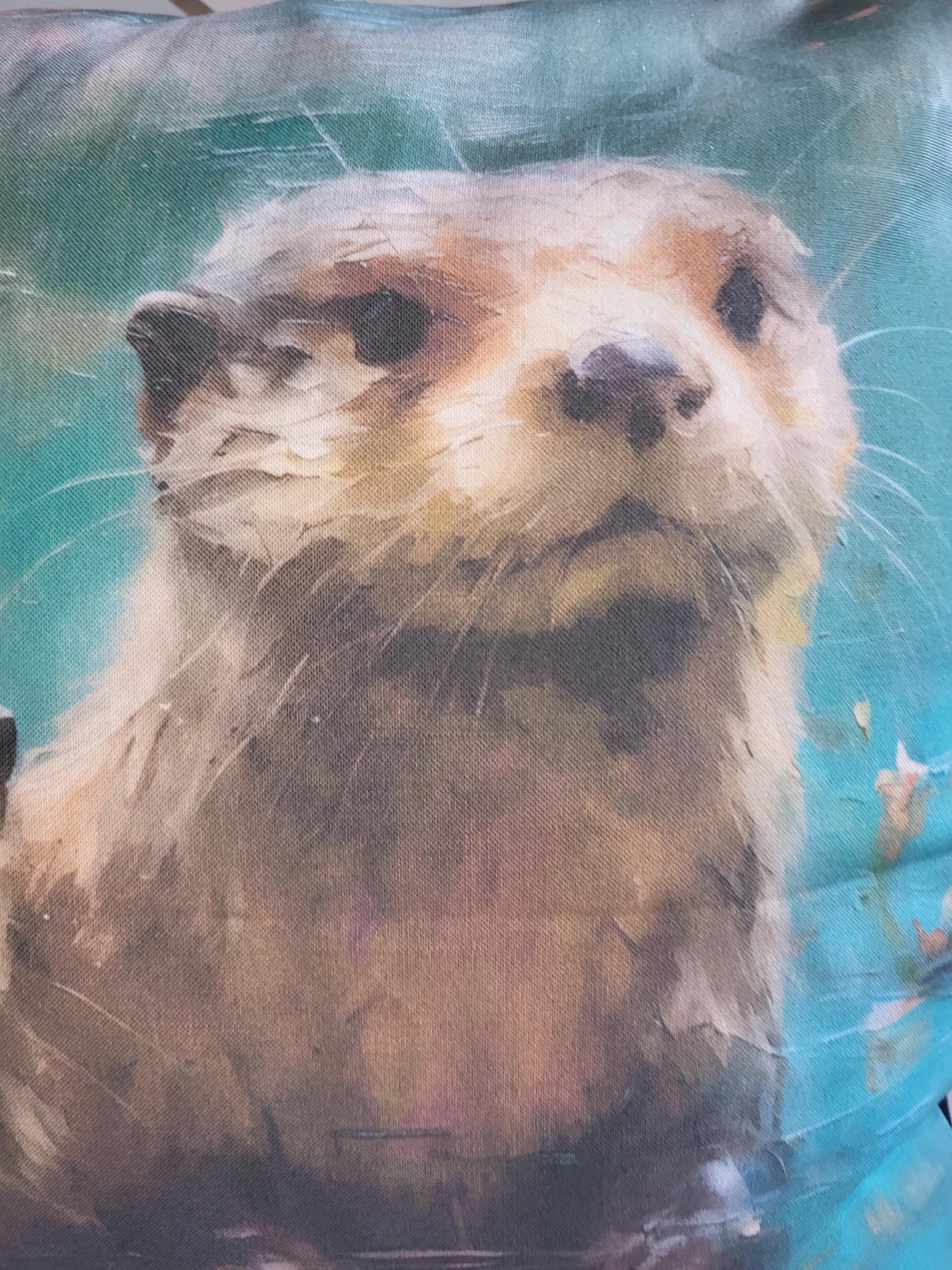 Otter Family Watercolour Print Cushions | Nature Inspired Coastal Home Décor (30x30cm)