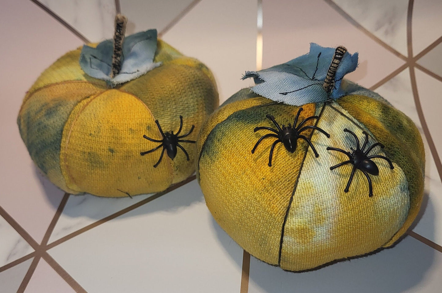 Handmade Halloween Fabric Pumpkins with Spiders: Spooky Season Decor