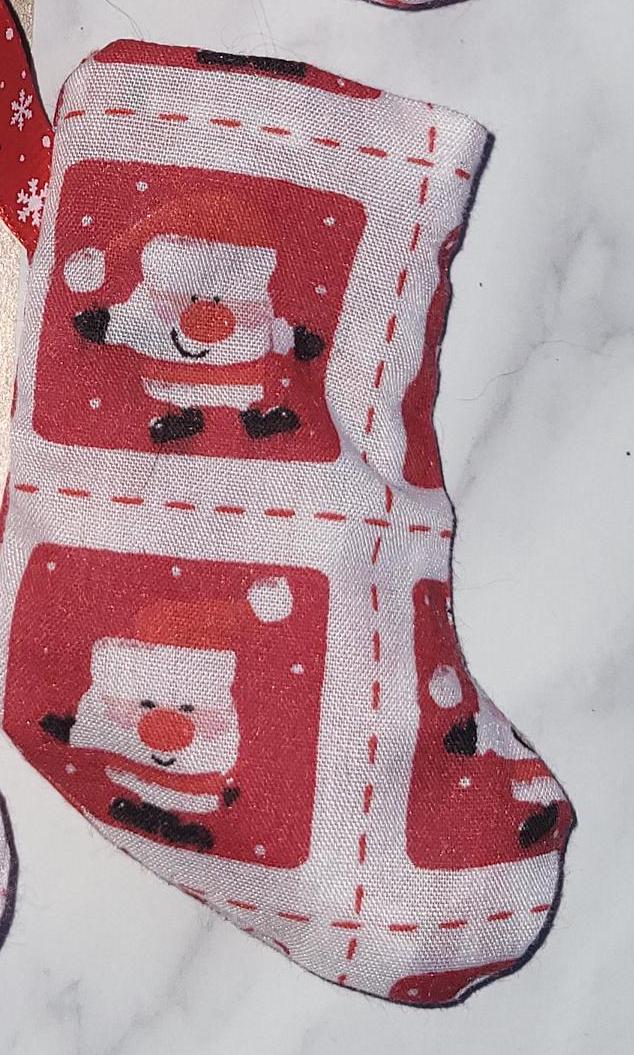 Handmade Santa Fabric Christmas Stocking Ornament