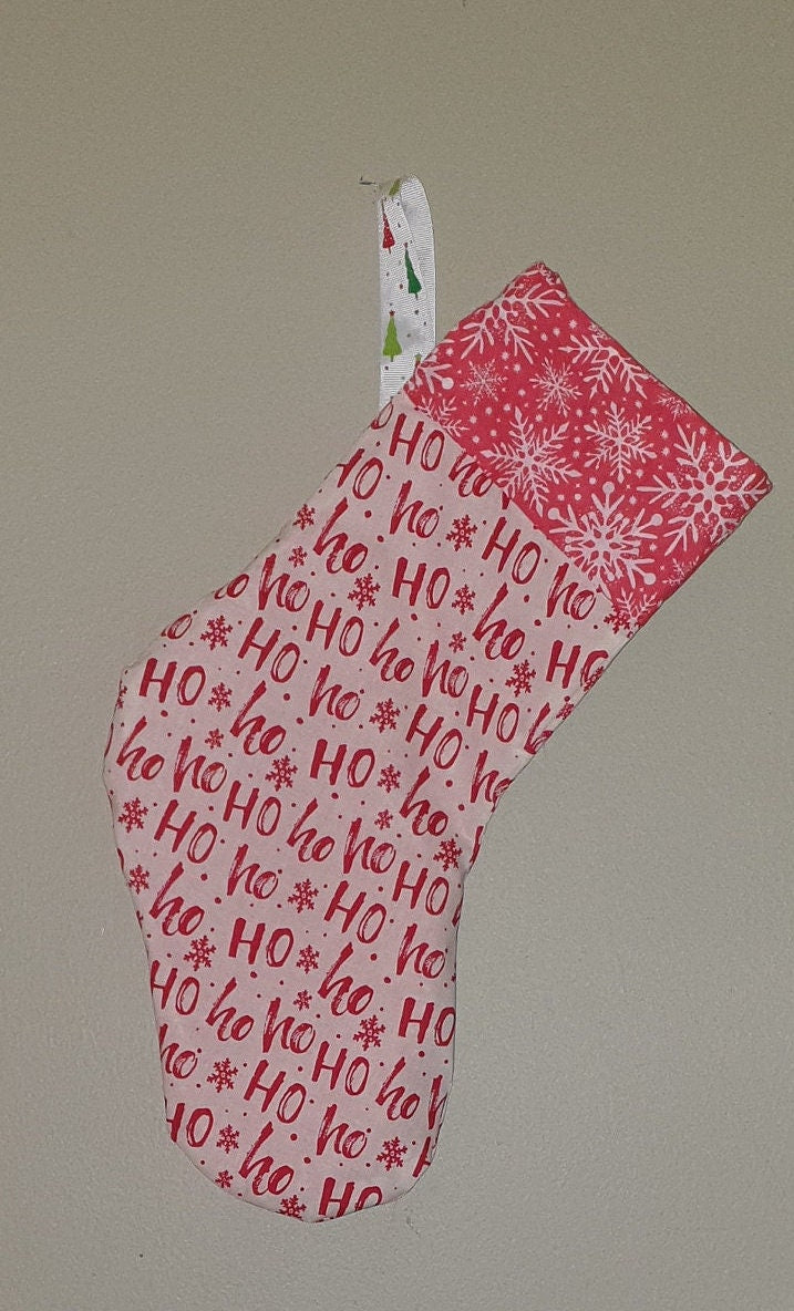Fabric Christmas Stocking, Red and White Snowflake Decor