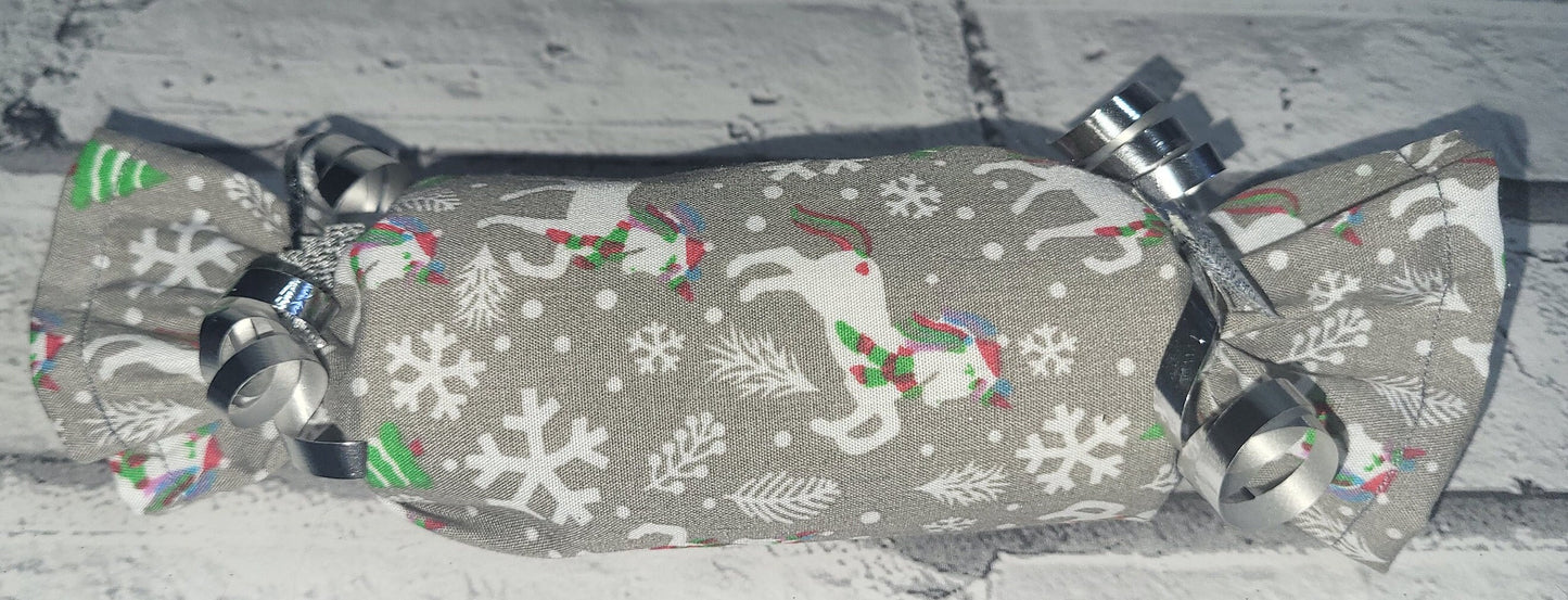 Unicorn Christmas Crackers: Set of 5 Handsewn Fabric Decorations