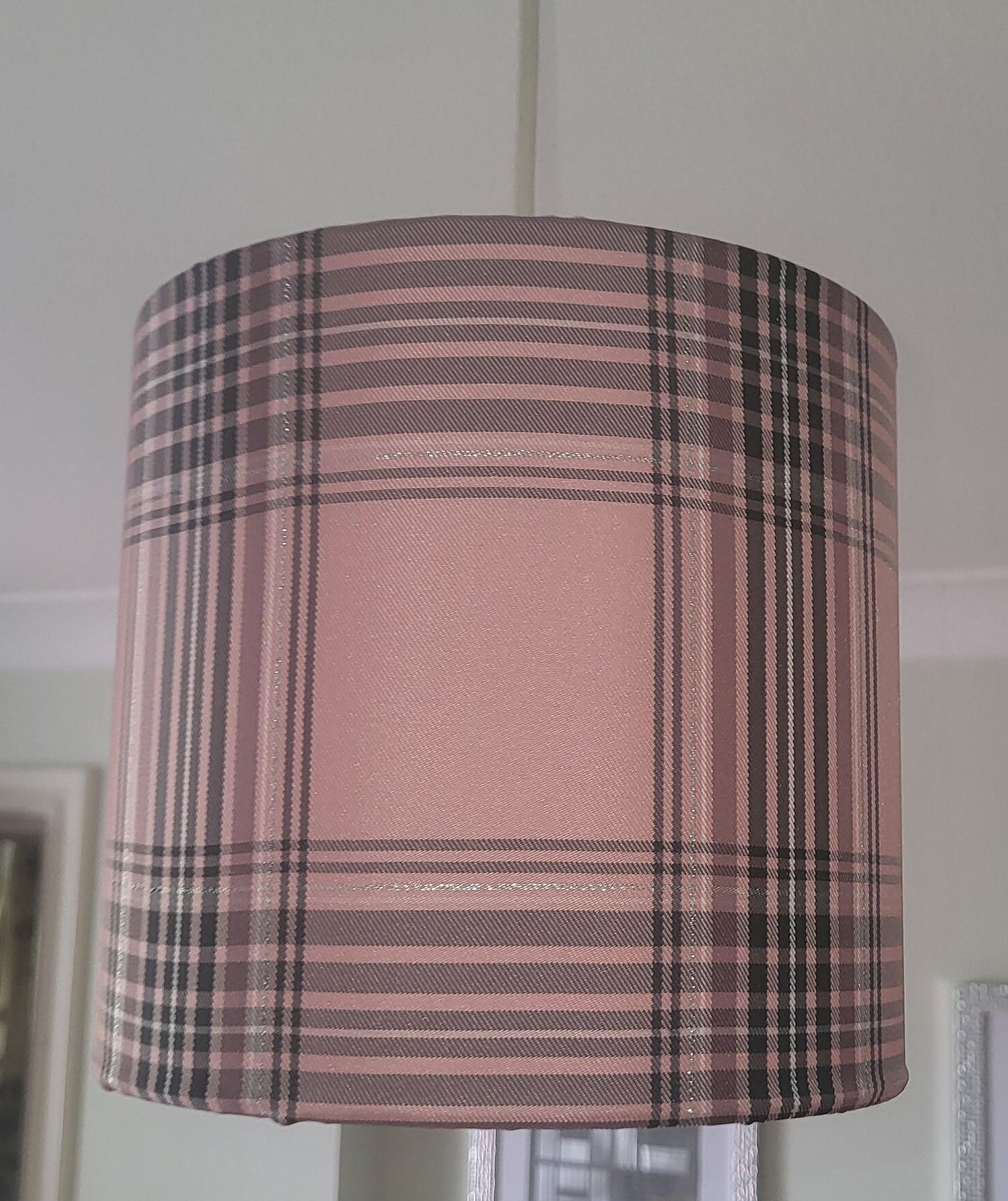 Pink Plaid Lampshade: Tartan Family Room Decor, 20cm