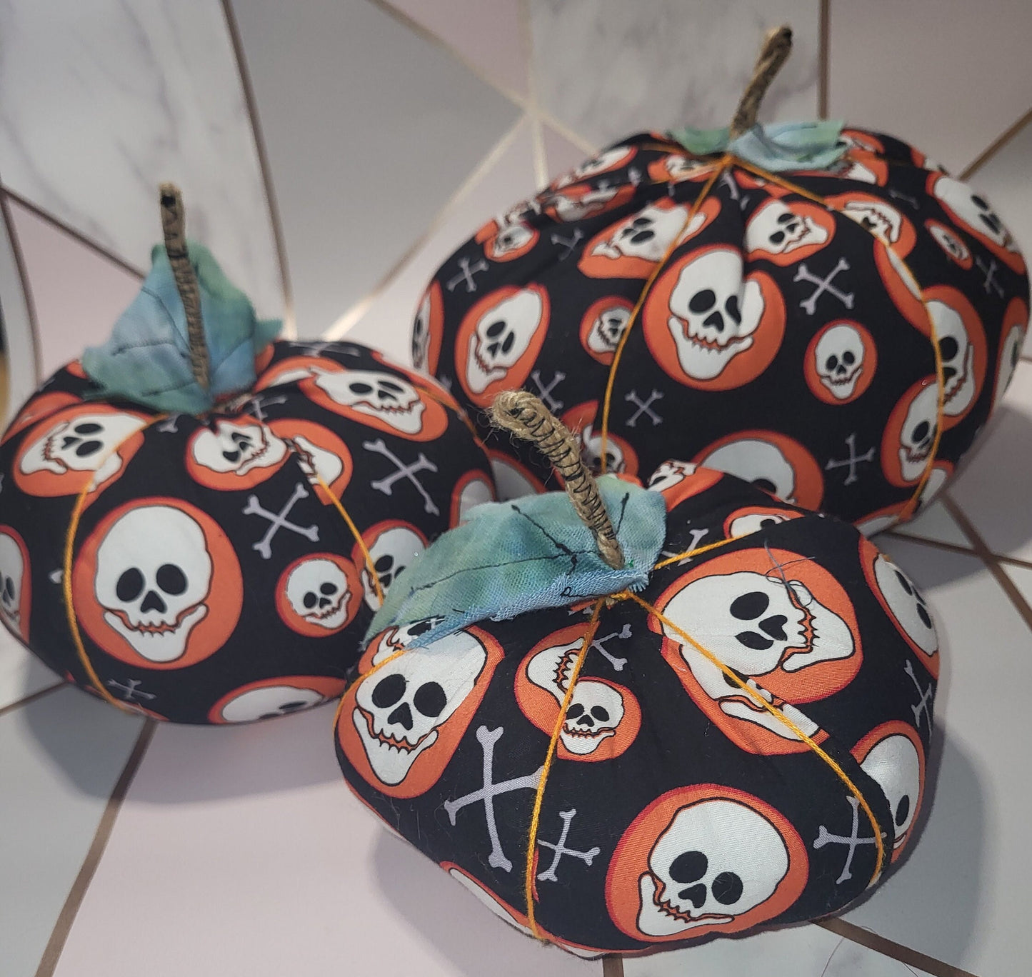 Skull Print Halloween Pumpkins: Spooky Handmade Decor