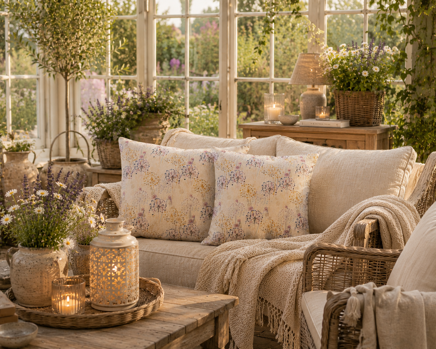 Floral Outdoor Cushions: Water-Resistant Garden Decor (30cm)