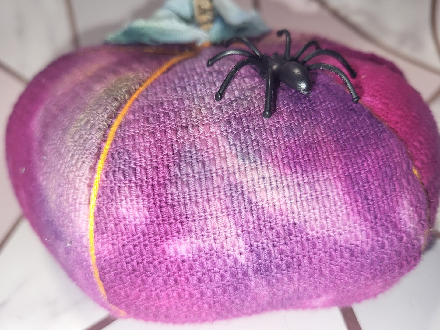 Handmade Purple Halloween Pumpkins: Spooky Spider Decor (Pair)