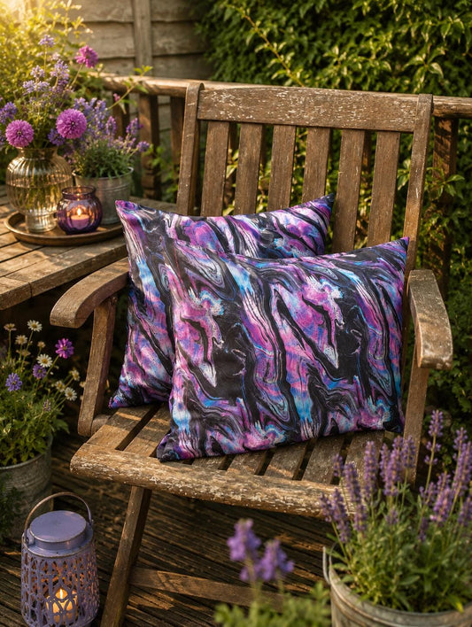 Water-Resistant Marble Print Outdoor Cushions: Stylish Patio Decor (45cm x 35cm)