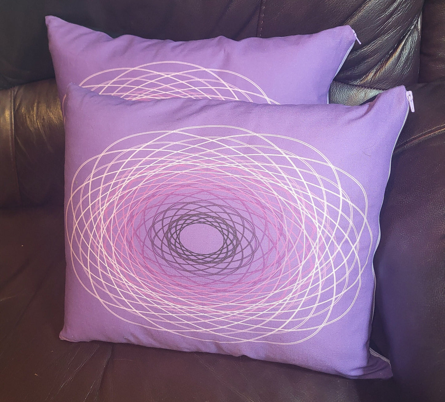 Spirograph Print Pillows: Recycled Cotton Scatter Cushions (Set of 2)