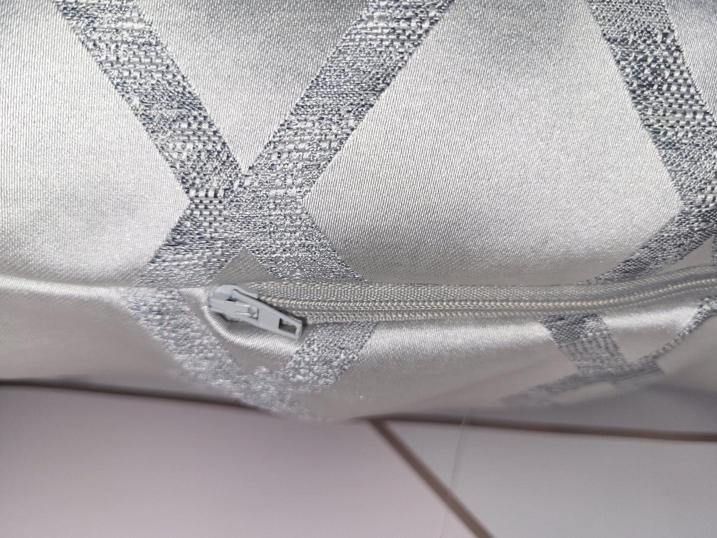 Geometric Silver Grey Cushions: Minimalist Home Decor, Rectangle Pillow Pair