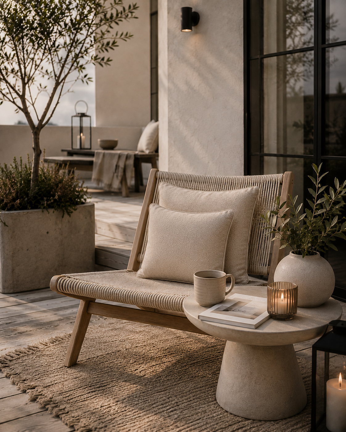Waterproof Outdoor Cushions: Neutral Beige Garden Pillows (Set of 2)