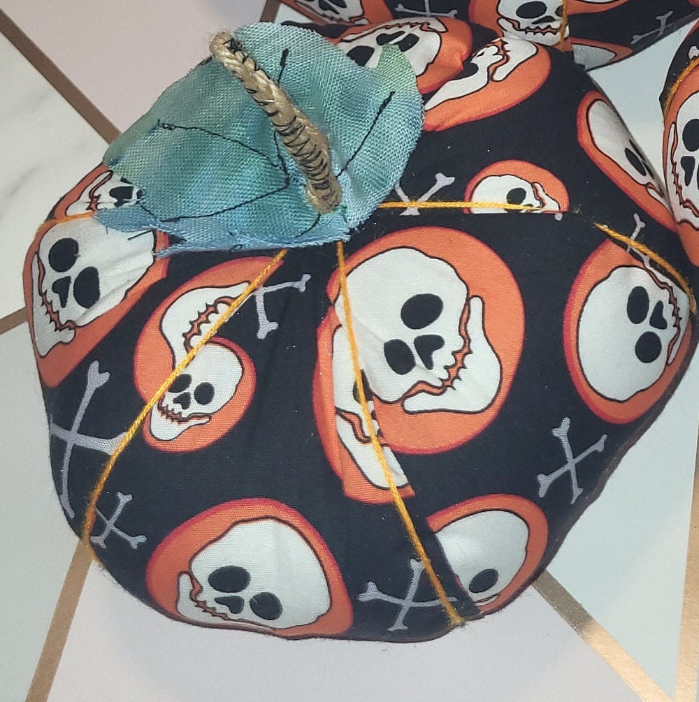 Skull Print Halloween Pumpkins: Spooky Handmade Decor