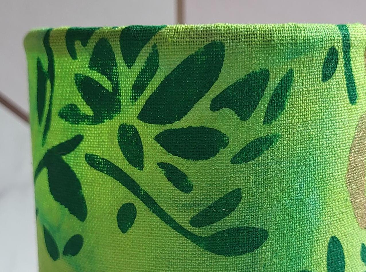 Handdyed Fabric LED Lantern: Teal, Purple, and Green Floral Decor