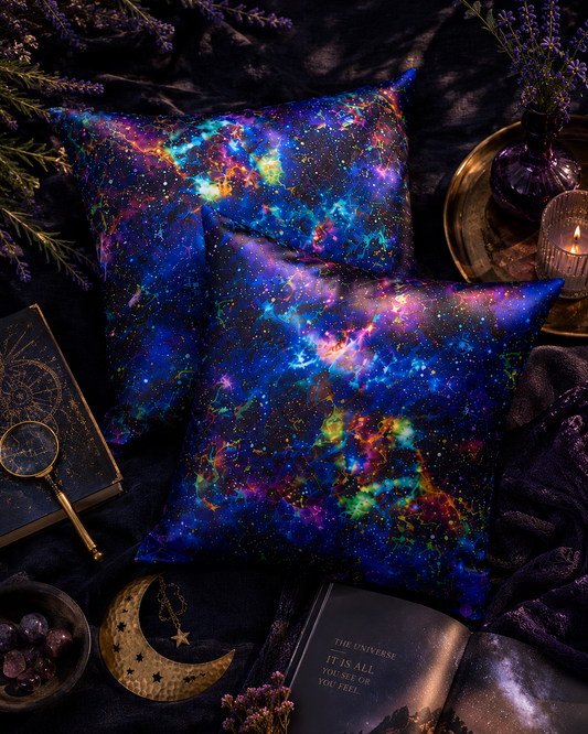 Water Resistant Galaxy Cushions: Outdoor Patio Decor (Pair)