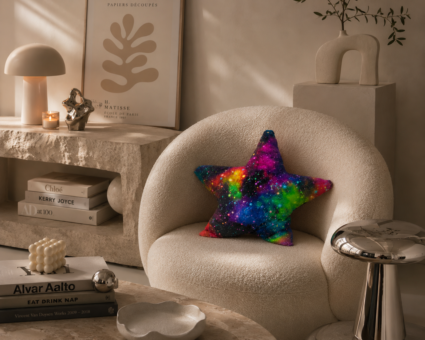 Galaxy Star Cushion: Vibrant Space Decor Pillow