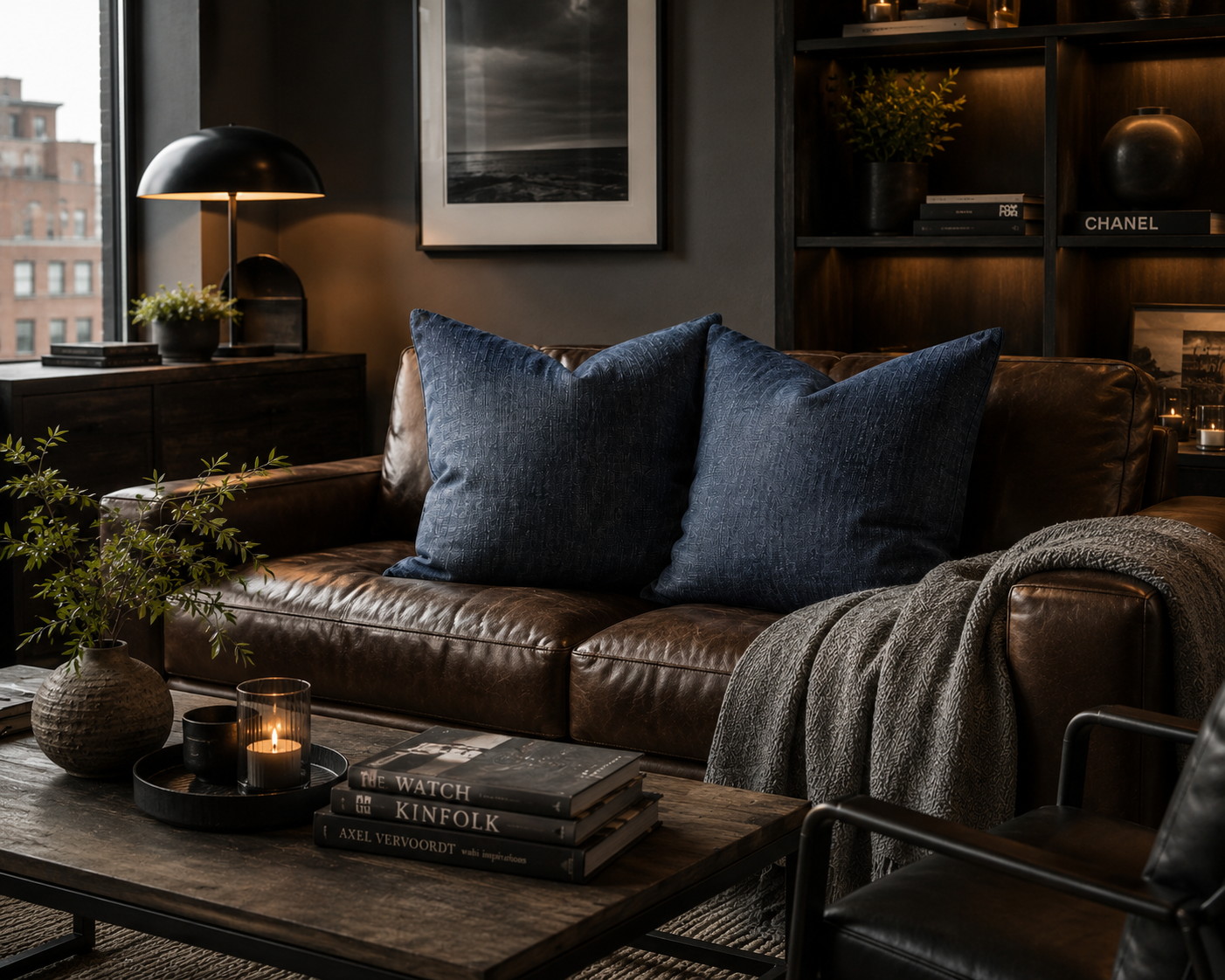 Denim Blue Cushion: Square Throw Pillow, Modern Home Decor (30cm)