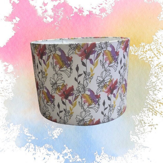 Large Floral Lampshade: Rainbow Flower Table Lamp Decor