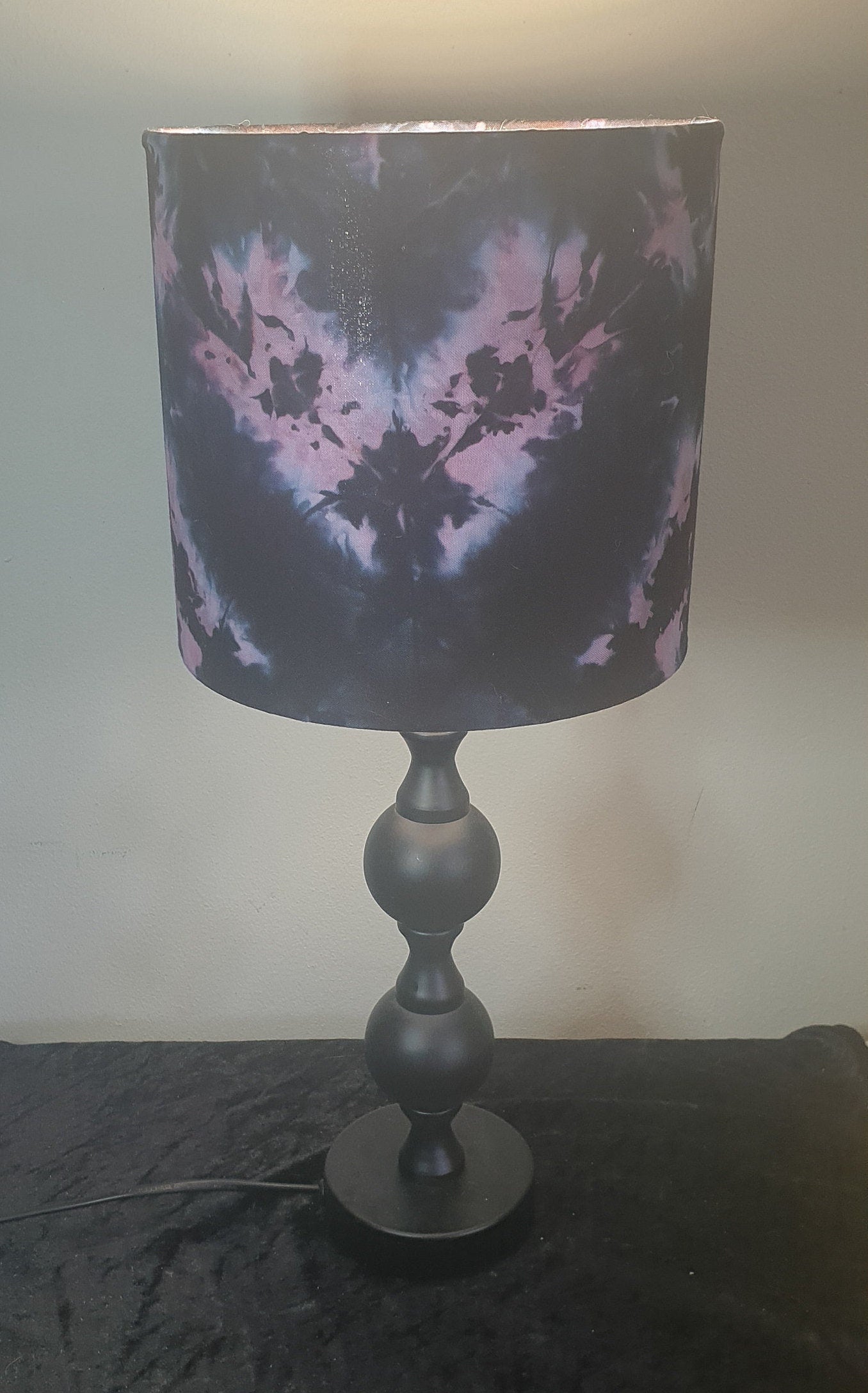 Black & Pink Drum Lampshade: Hand-Printed Alternative Decor