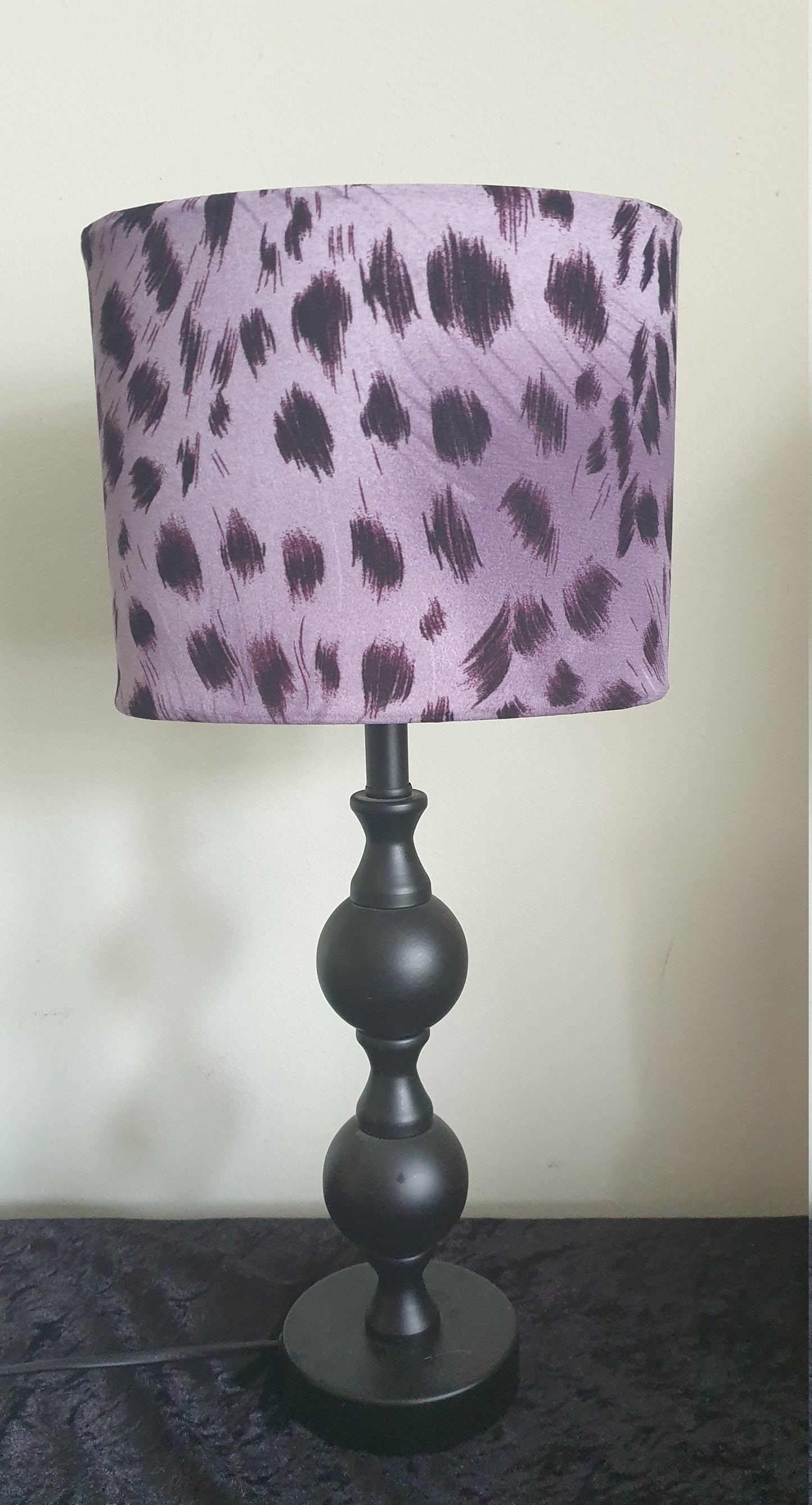 Animal Print Oval Lampshade: Purple Accent Lighting, Kid's Room Decor