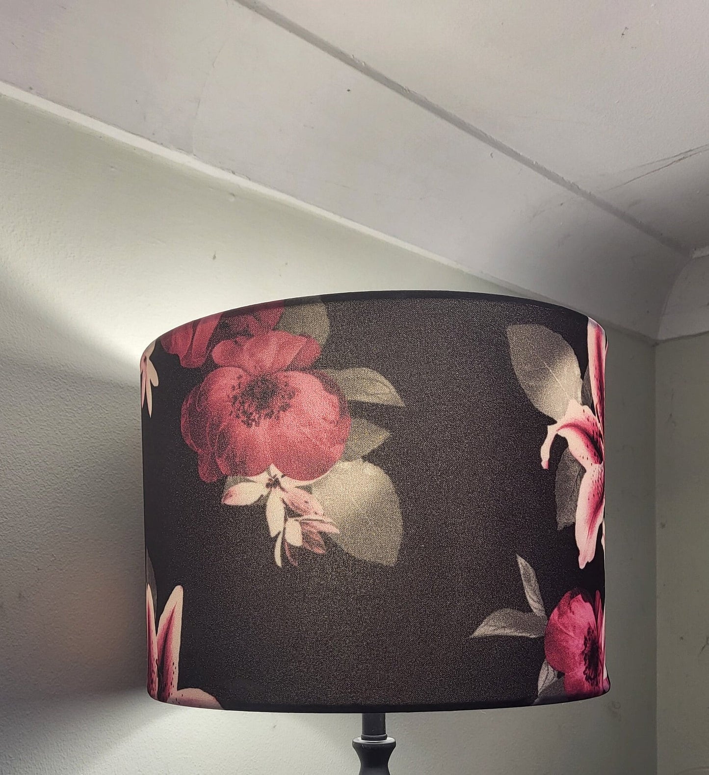 Floral Drum Lampshade: Vibrant Flower Print, UK/EU Fitting