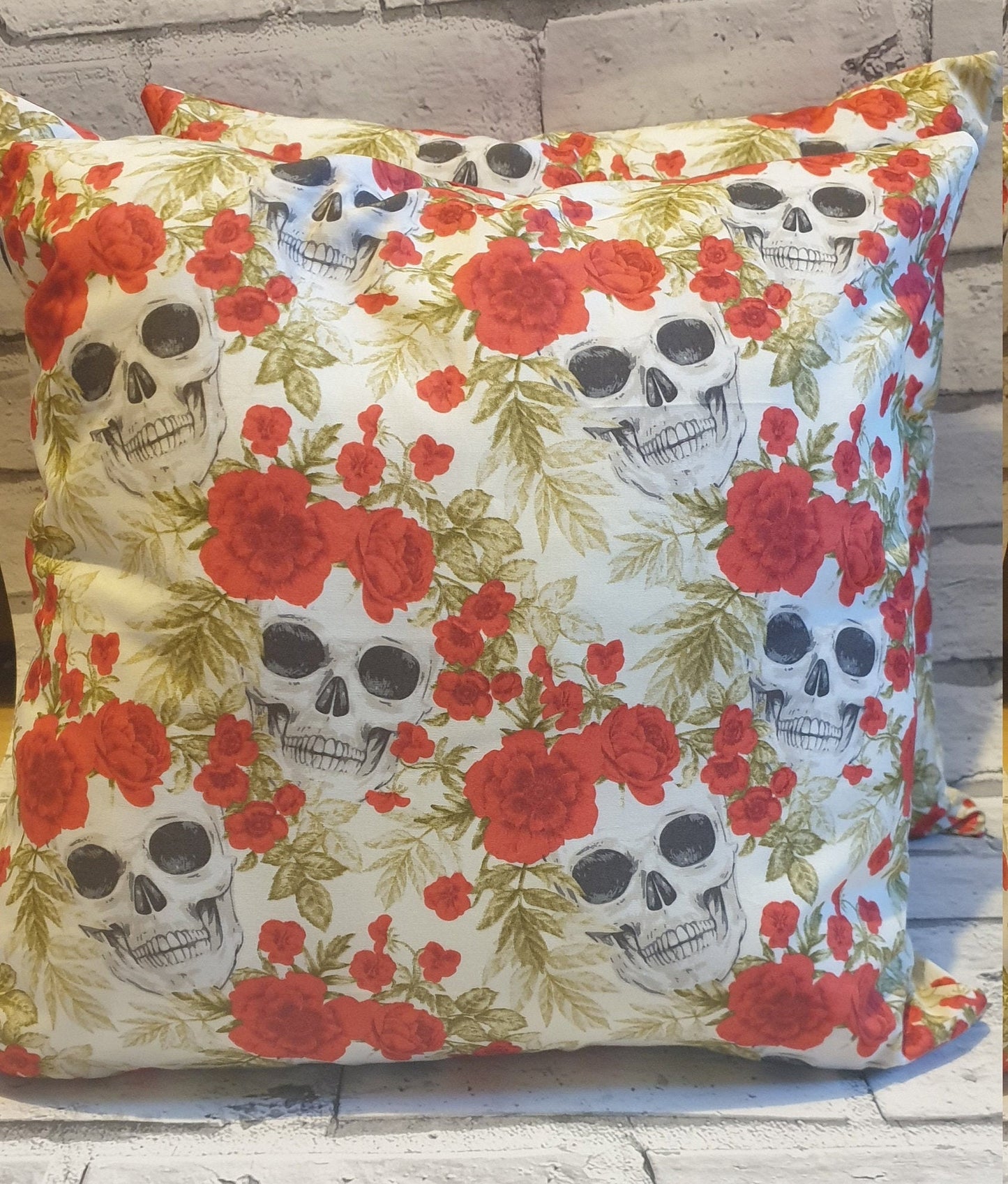 Skull and Roses Cushions: Alternative Halloween Home Decor