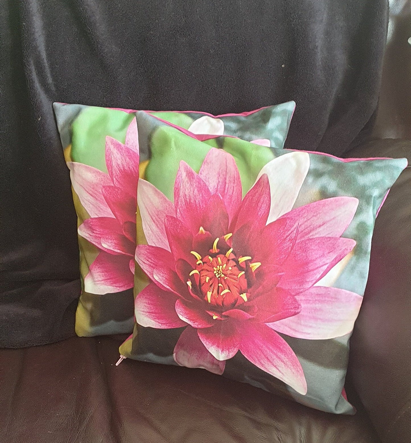 Water Lily Print Cushions: Pink Floral Home Decor, Girls Room