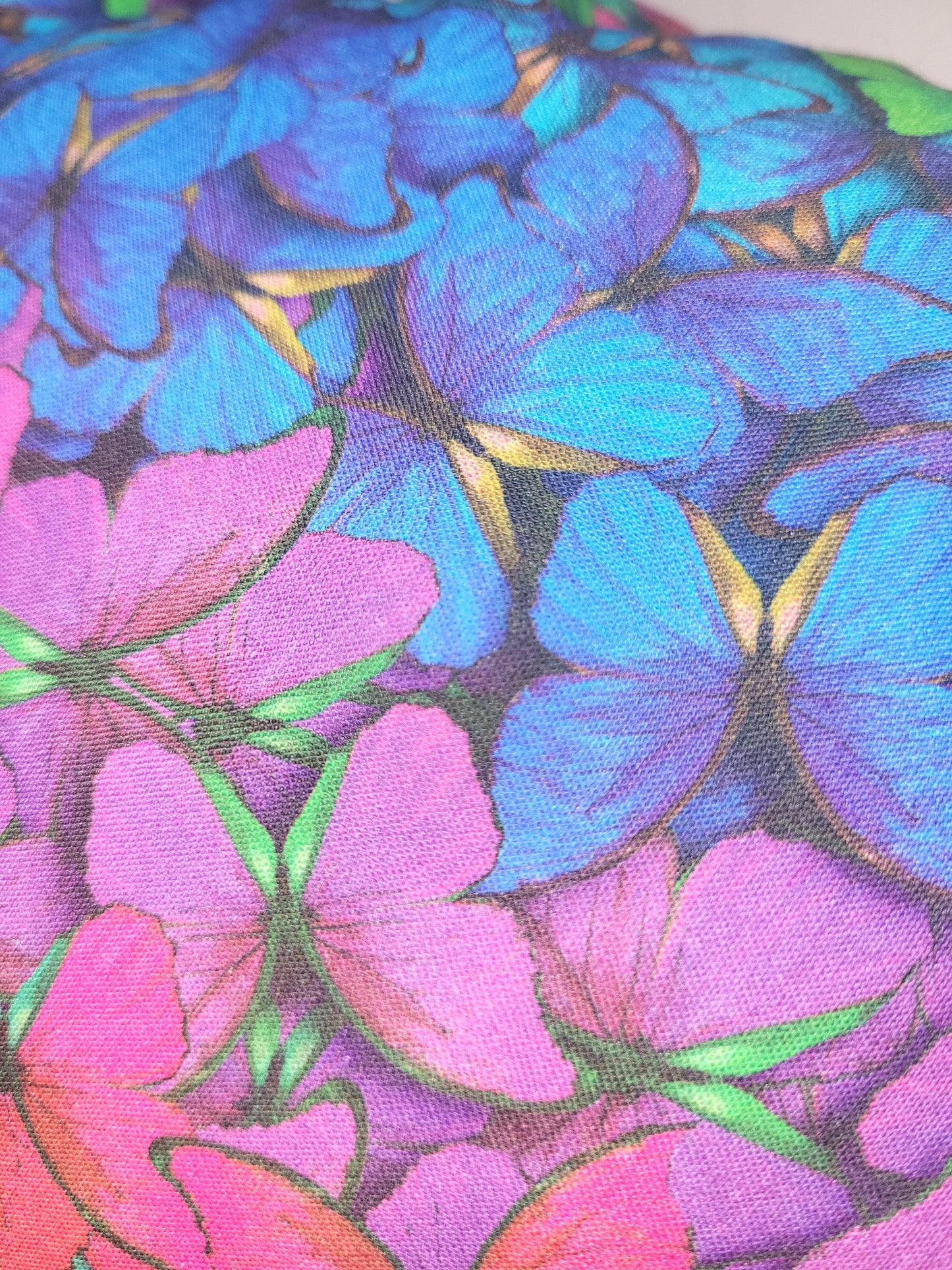 Rainbow Butterfly Print Heart Cushion: Vibrant Girls Room Decor