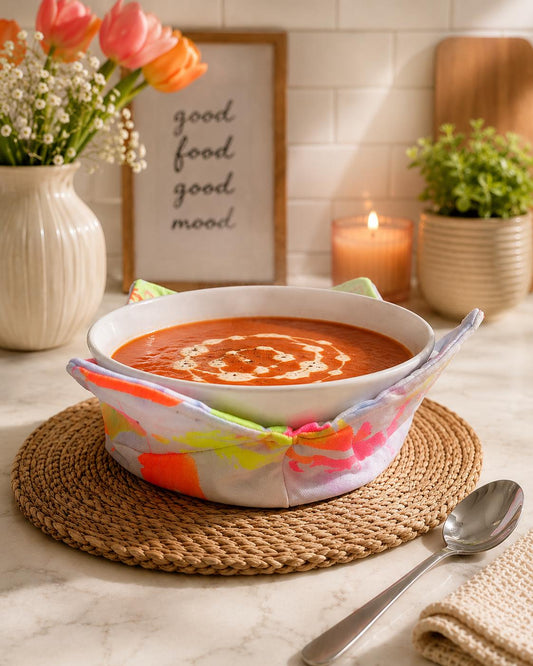 Neon Feather Print Bowl Cosy: Heat Resistant Bowl Protection