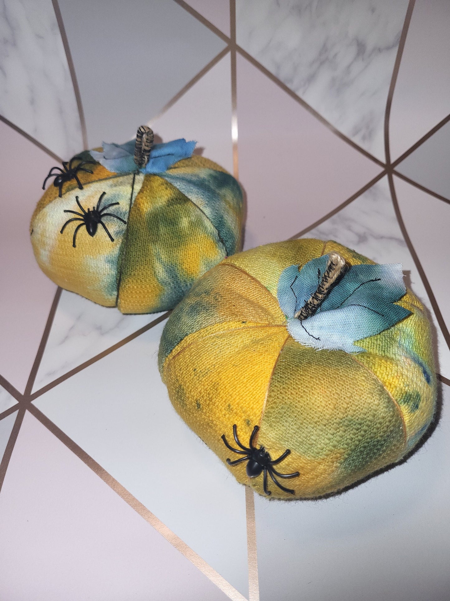 Handmade Halloween Fabric Pumpkins with Spiders: Spooky Season Decor