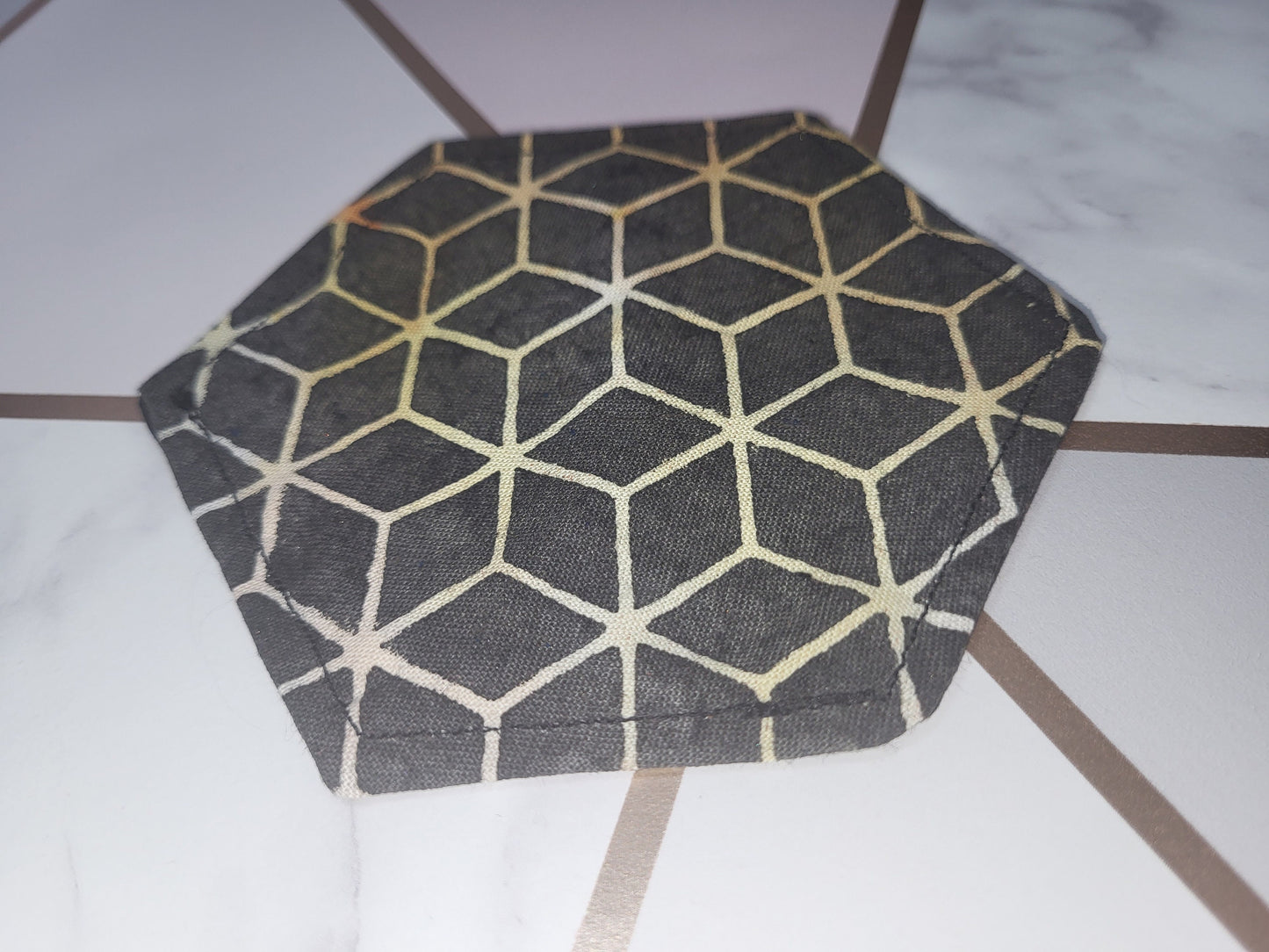 Geometric Coaster Set: Eco-Friendly Hexagonal Decor, Set of 4