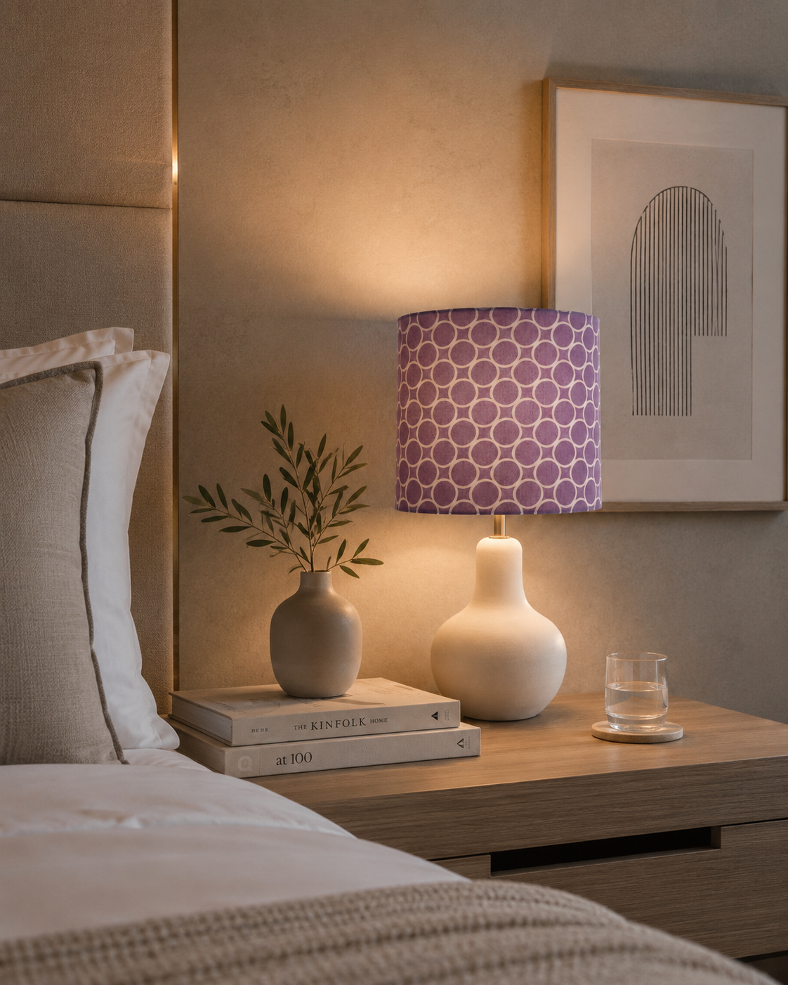 Purple Ombre Lampshade: Geometric Print, Girl's Room Decor