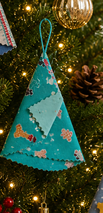 Handsewn Fabric Christmas Tree Ornament: Eco-Friendly Decor