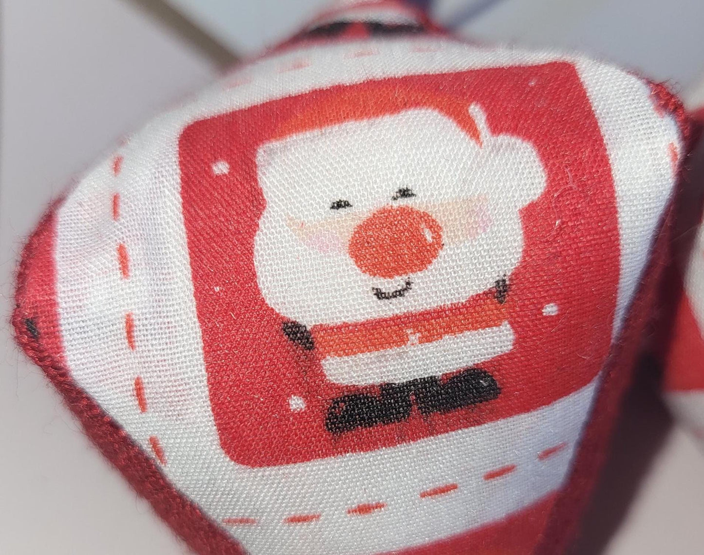 Handmade Santa Fabric Christmas Ornament: Glittery Tree Decoration