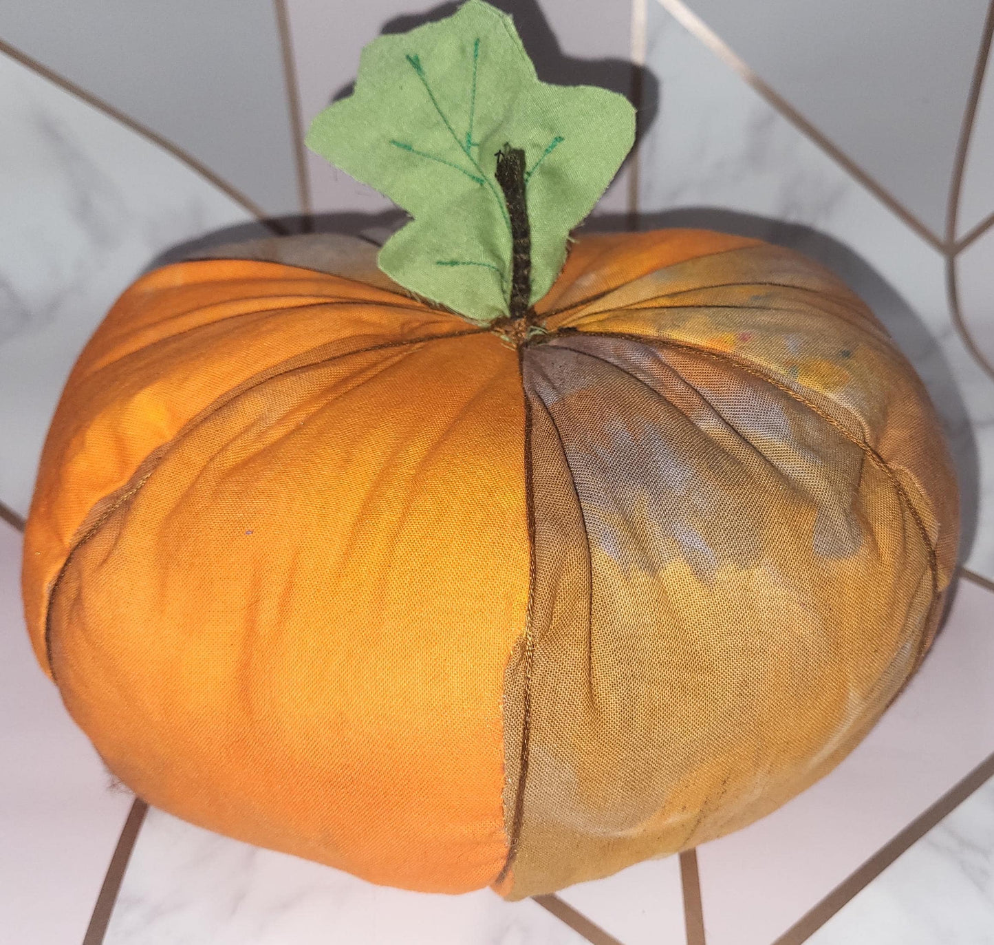 Handmade Orange Fabric Pumpkins: Halloween Spooky Decor (Set of 2)