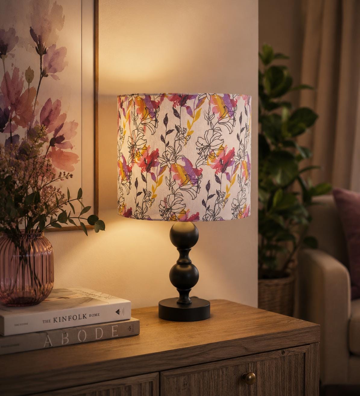 Large Floral Lampshade: Rainbow Flower Table Lamp Decor