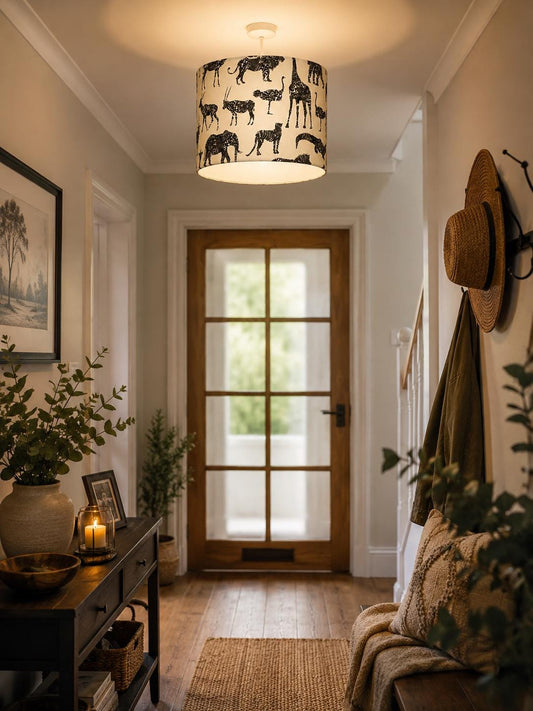 Animal Print Drum Lampshade: Neutral Safari Nursery Decor, 30cm - KJ Designs