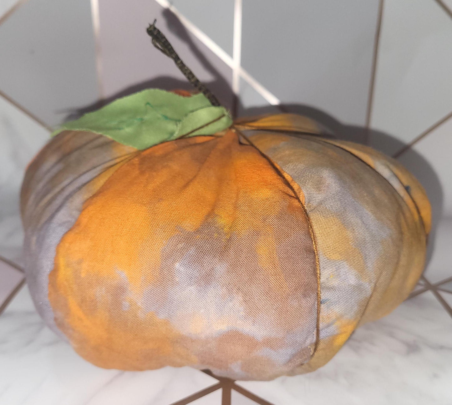 Handmade Orange Fabric Pumpkins: Halloween Spooky Decor (Set of 2)